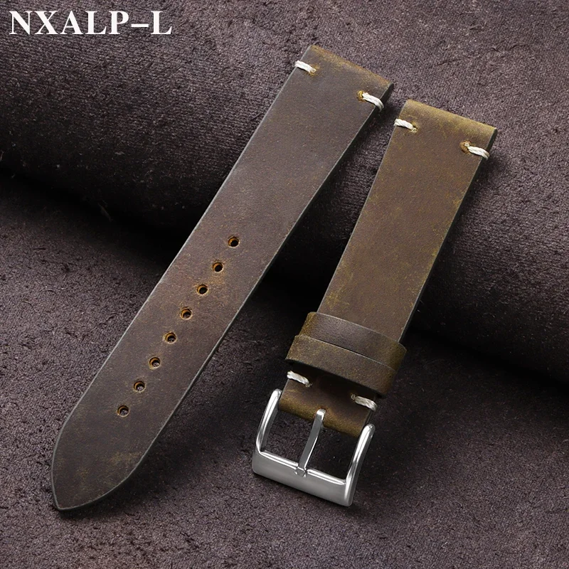 Suede Strap Watch - Vintage Oil Wax Leather Watch Band