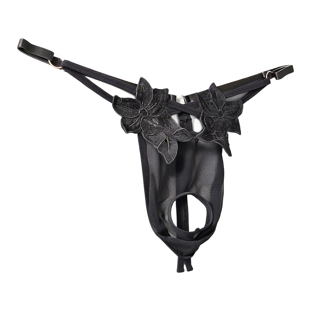 Mesh Strap Metal - Men Lace G‑String Underwear Floral Embroidery