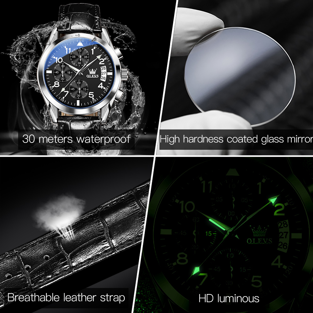 OLEVS Quartz Watch for Men Ori - Leather Watch Band Men recension och pris