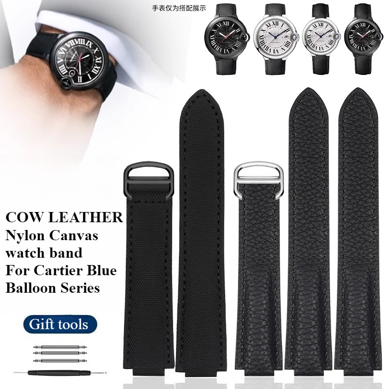 Nylon canvas watchband for BAL - Cartier Watch Ballon Bleu recension och pris